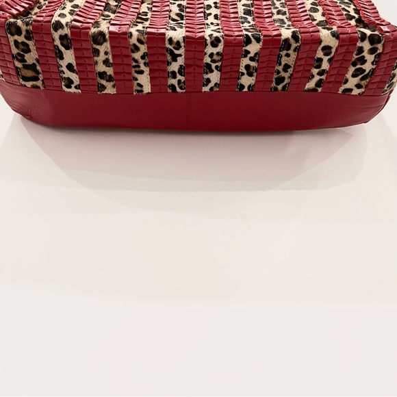 Sharif Cyprus Haircalf & Leather Ruffle w/ Oversized Tassel Puller Hobo Bag NWOT - Picture 6 of 13